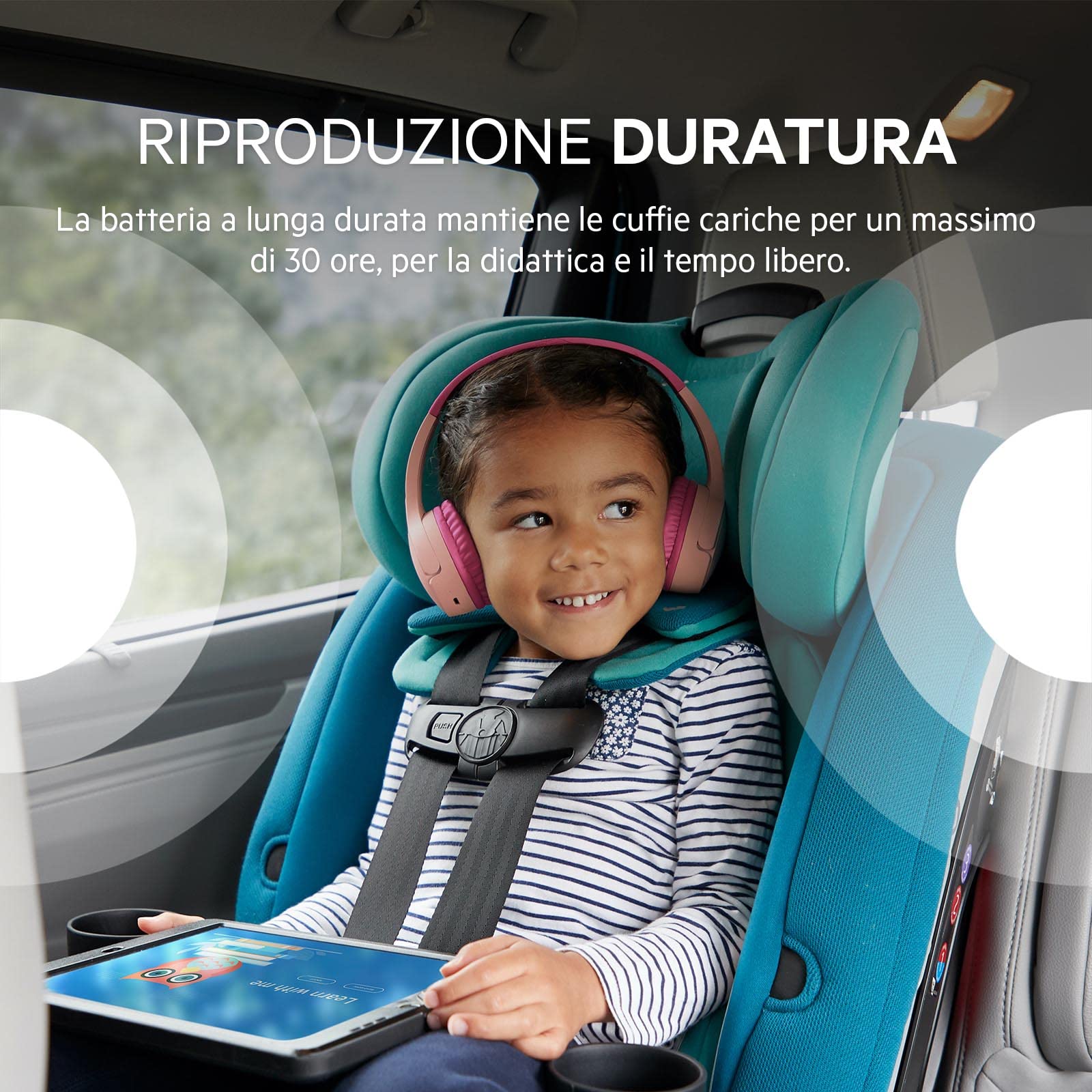 Belkin SoundForm Mini, cuffie wireless per bambini con microfono integrato, headset on-ear per didattica a distanza, scuola e viaggi, compatibili con iPhone, iPad, dispositivi Galaxy e altro- Rosa