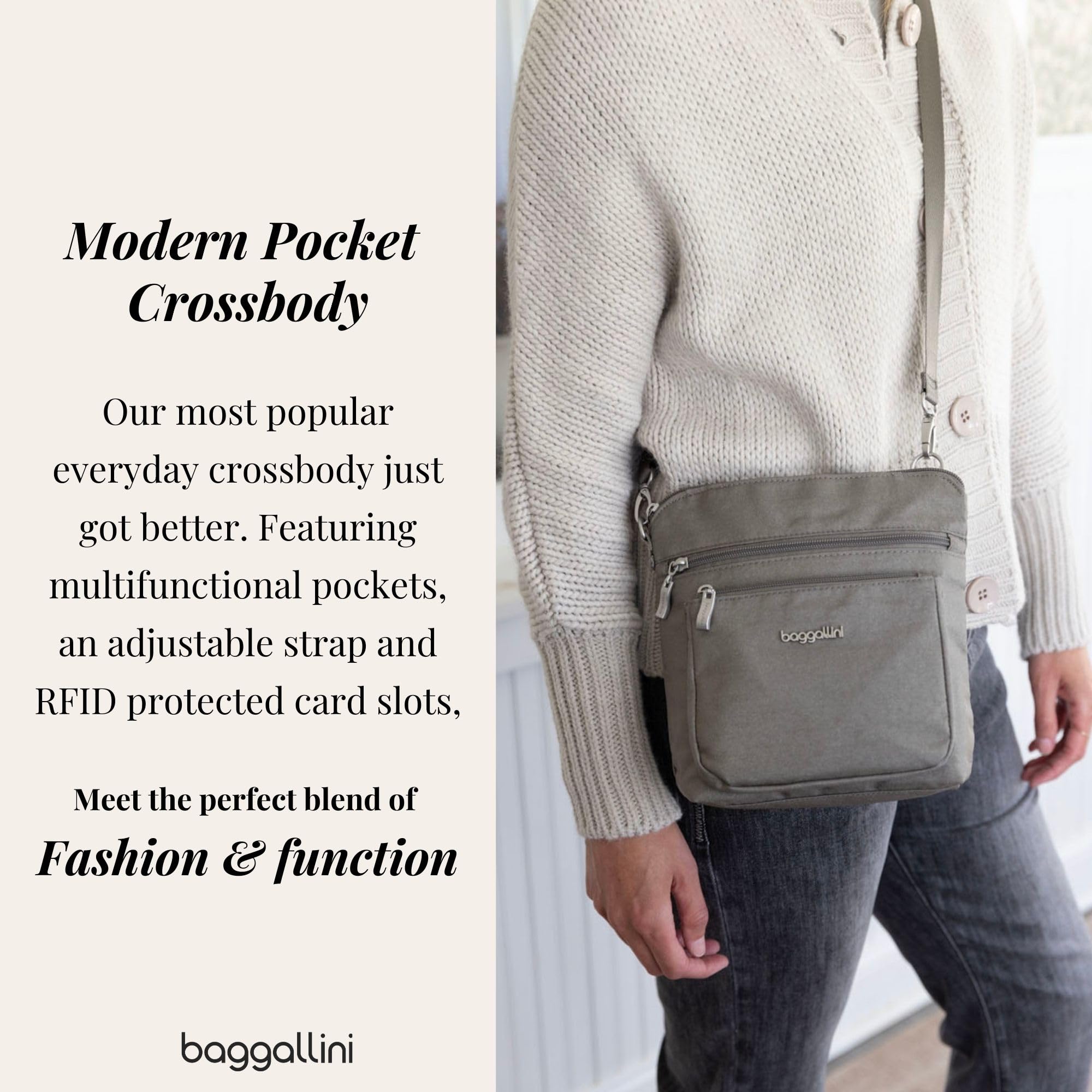 Baggallini Borsa a tracolla moderna con borsa