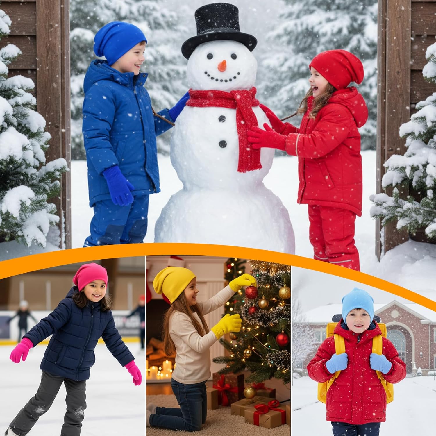 60 Pcs Kids/Toddler Winter Beanie and Gloves Bulk Warm Hats Knit Gloves Pack Winter Gifts for Boys Girls Donation - Image 5