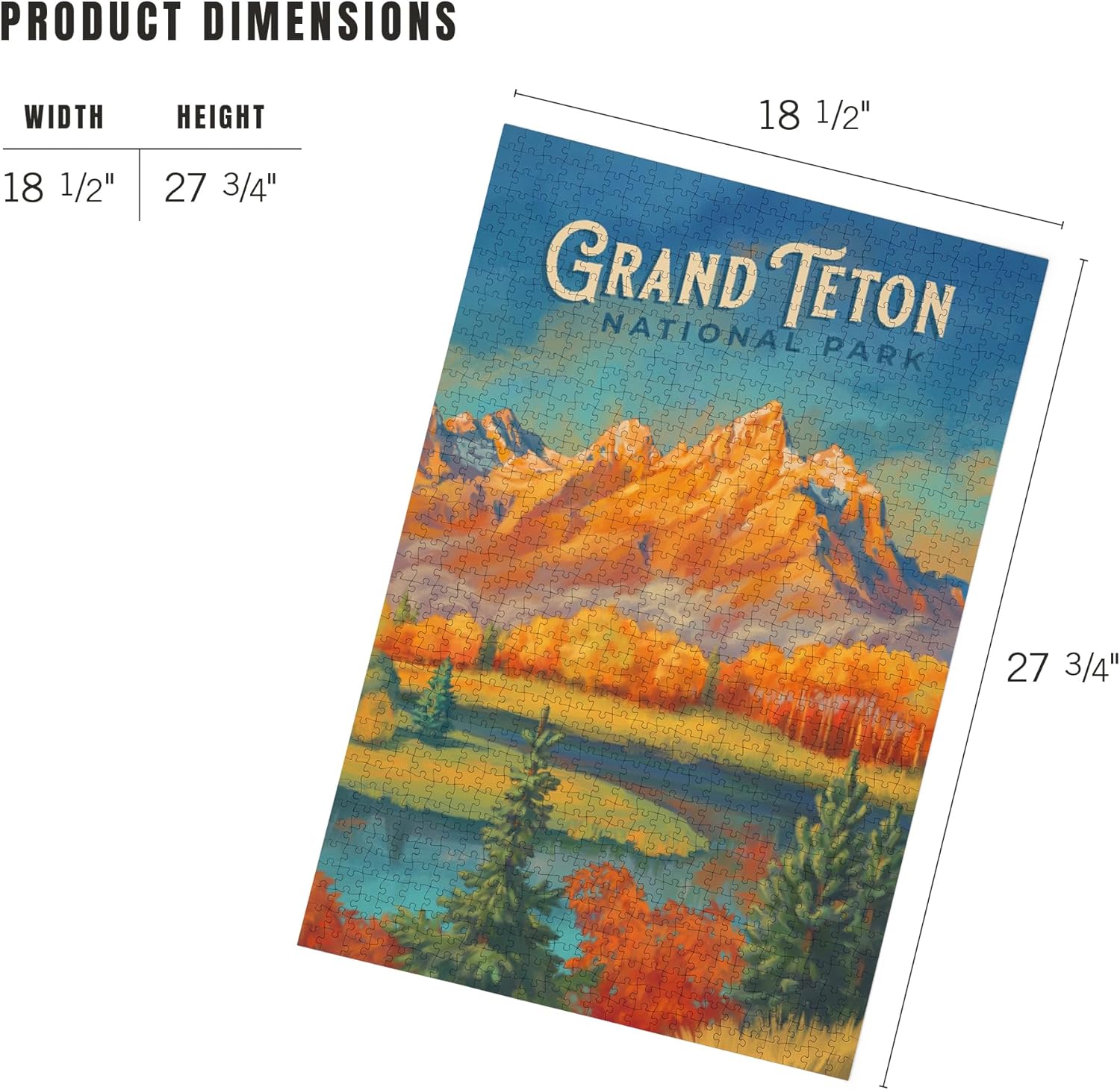 "Lantern Press Grand Teton National Park, Wyoming, Oil Painting, 1000 Piece Jigsaw Puzzle for Adults, Made in USA with Reference Poster"