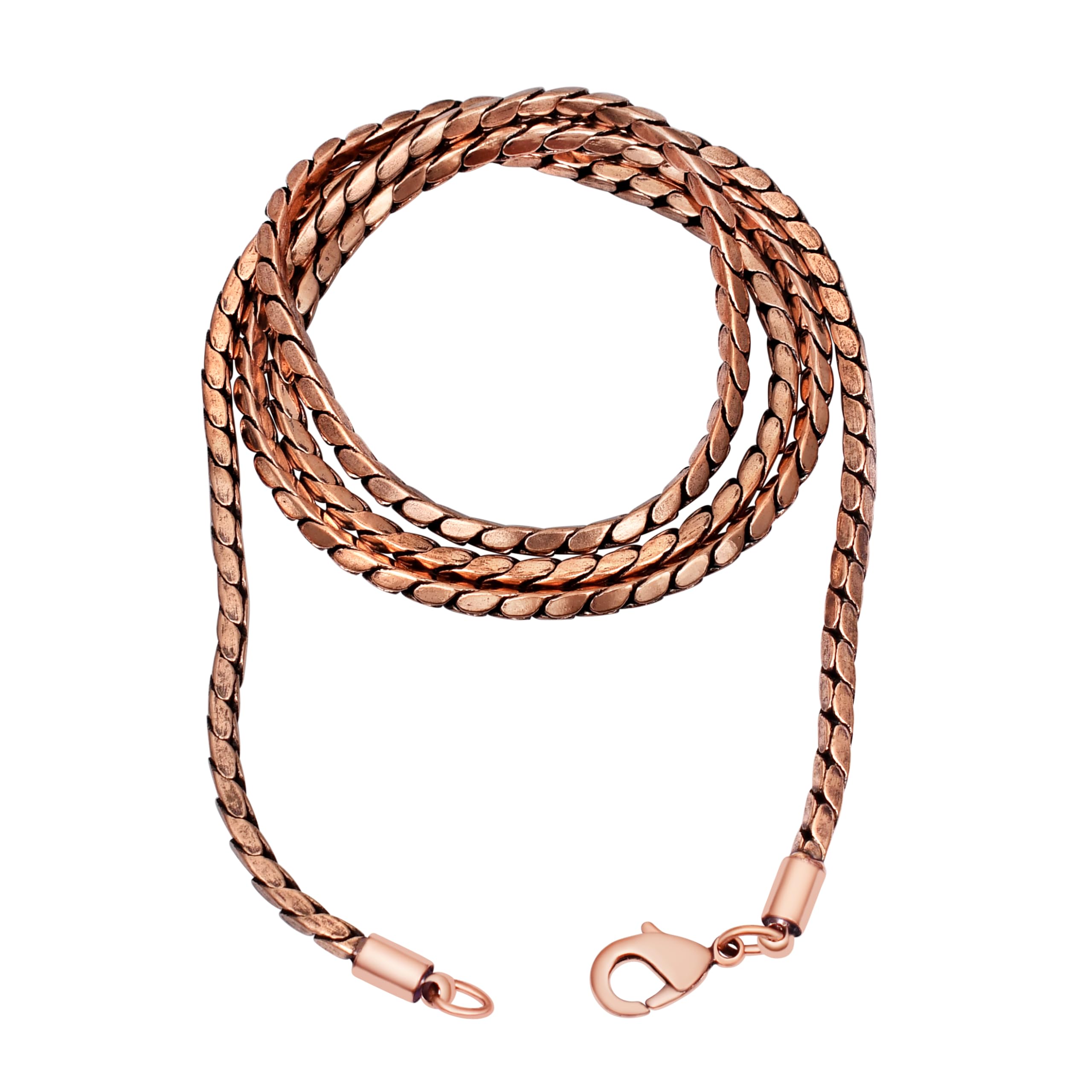 Midnight Rose Gold 100% Pure Copper Box Chain Necklace For Pendant Snake Chain Necklace for Men and Women, 3 mm