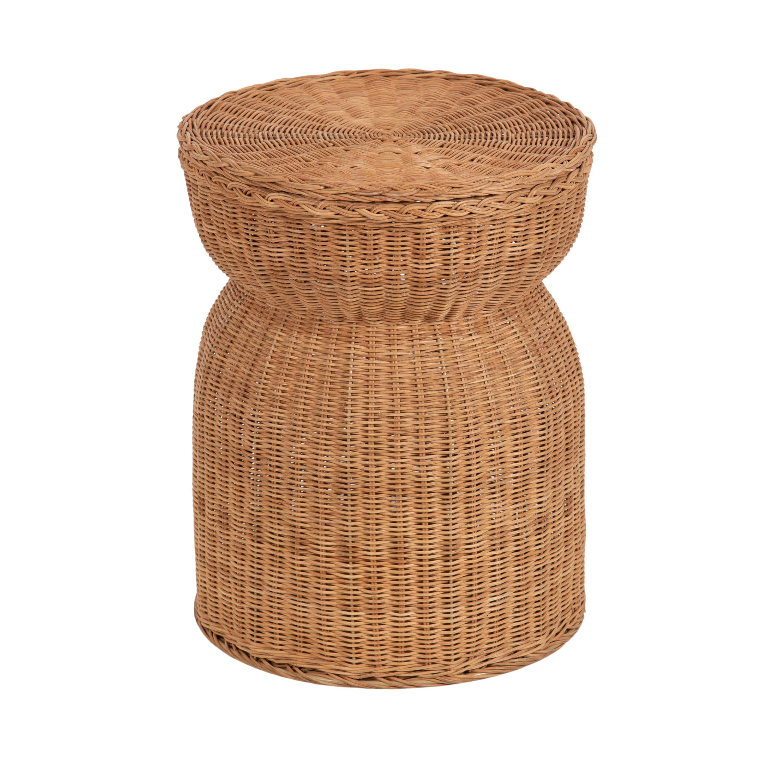Kate and Laurel Thatch Modern Woven Rattan Round Storage Side Table, 17 x 17 x 21, Natural Rattan, Lift-Top End Table for Use as Hidden Storage Basket