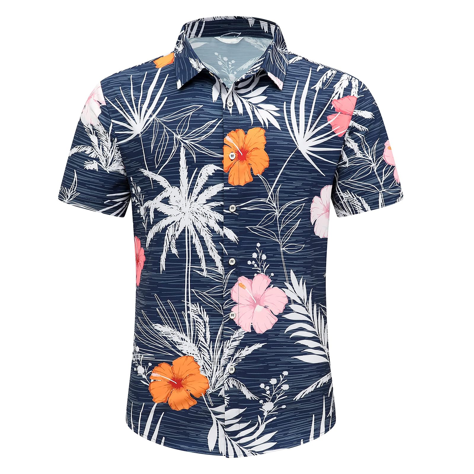Men's Hawaiian Shirt Tops Vintage Short Sleeve Button Down Beach Shirt Male Tropical Floral Summer Pullover Party Holiday