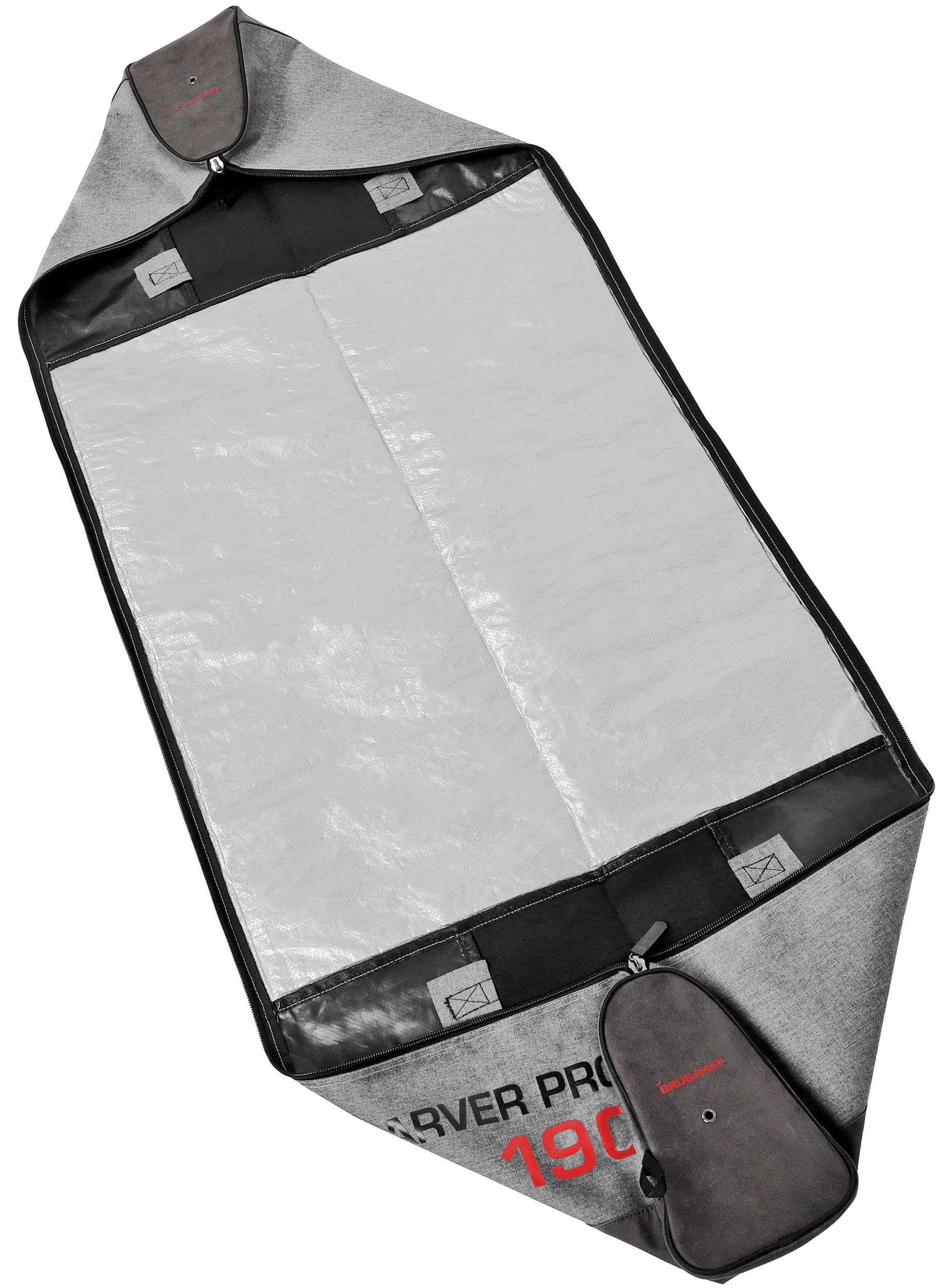 BRUBAKER 'Carver Performance' - Housse à Skis rembourrée pour 1 Paire de Skis + bâtons - Noir/Gris chiné