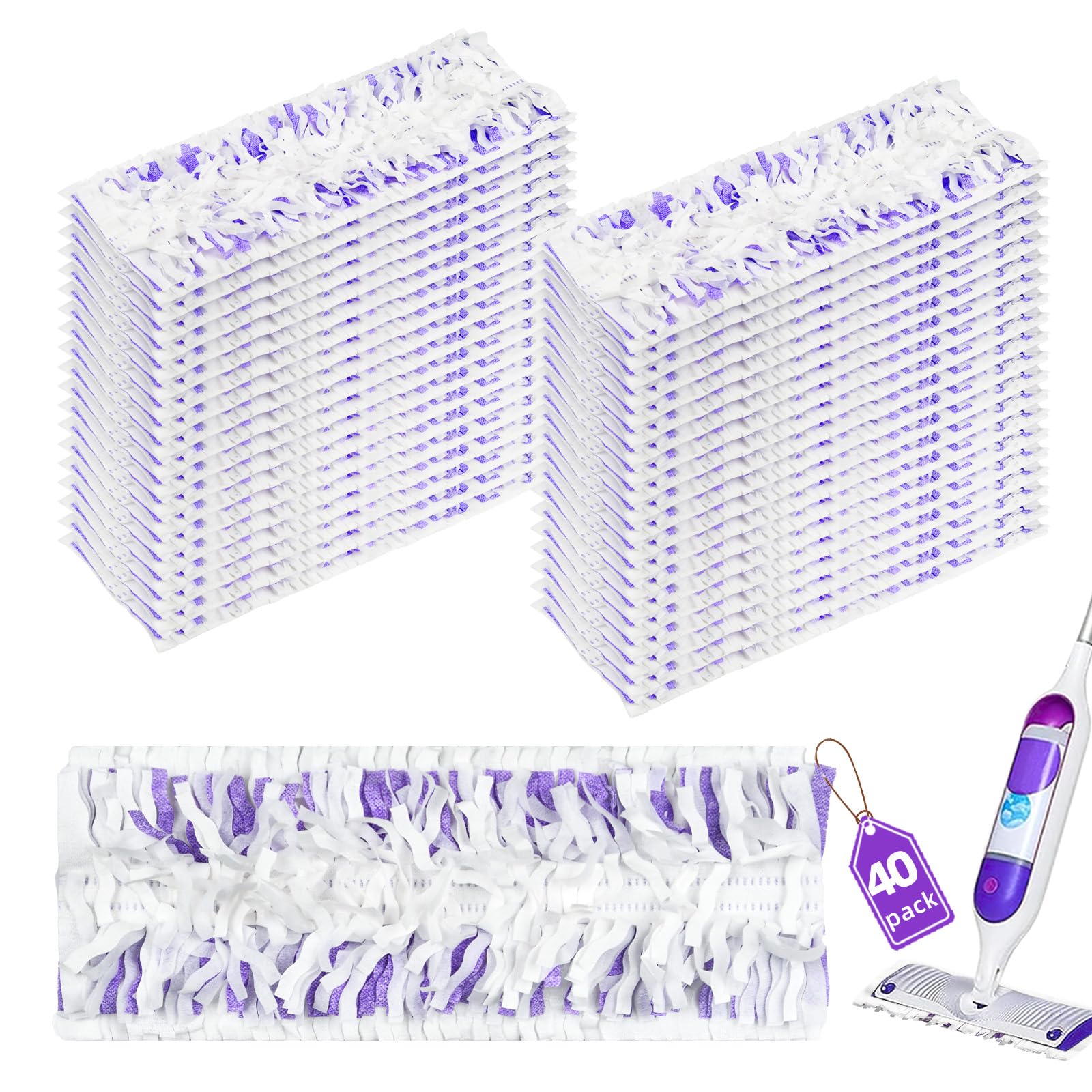 40 repuestos desechables compatibles con Swiffer Power Mop, almohadillas Powermop para multisuperficie, almohadillas para limpieza de suelos, sin perfume
