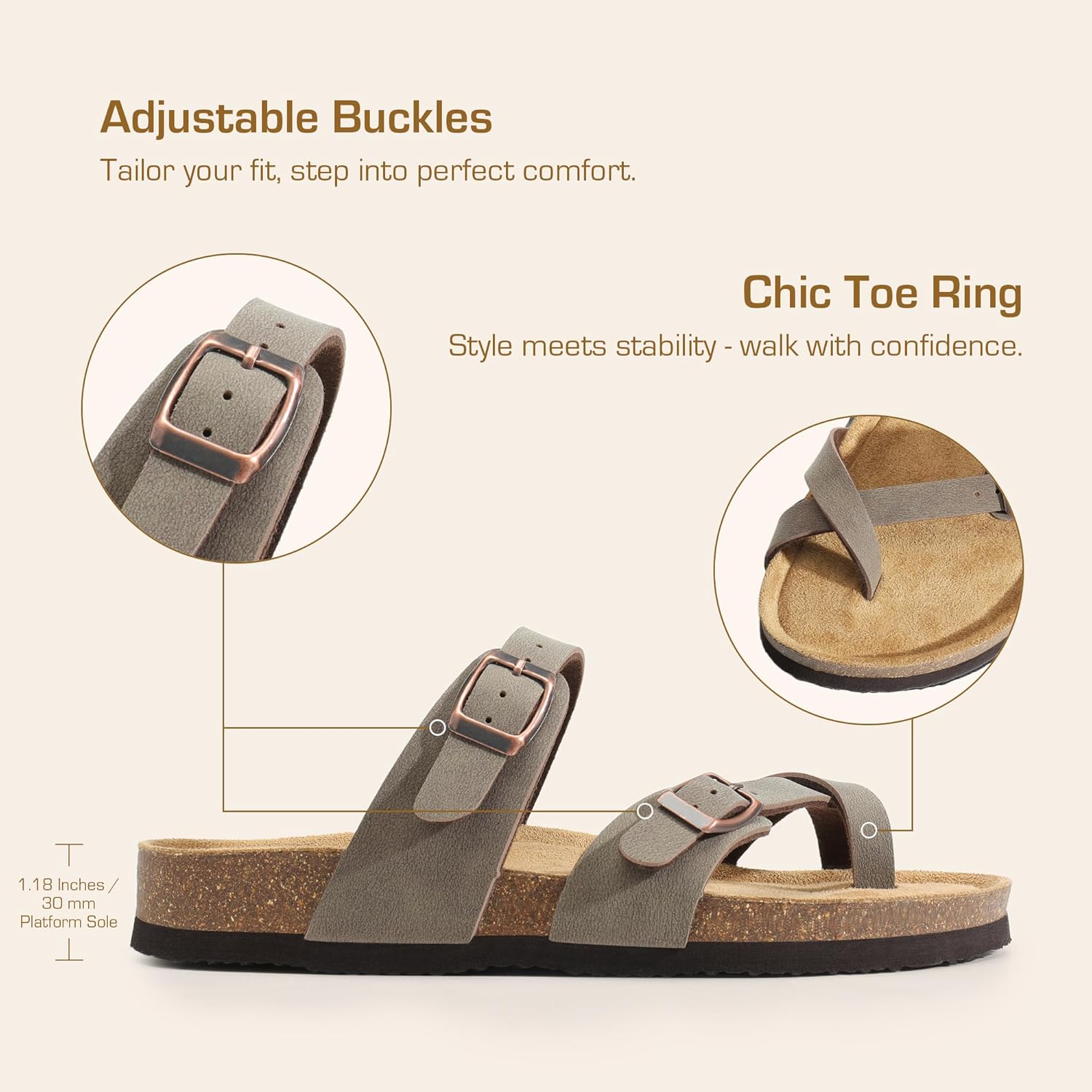 DREAM PAIRS Women's Thong Slide Sandals with Cork Footbed Open Toe Adjustable Slip On Slippers Comfort Flat Sandals for Summer - Image 5