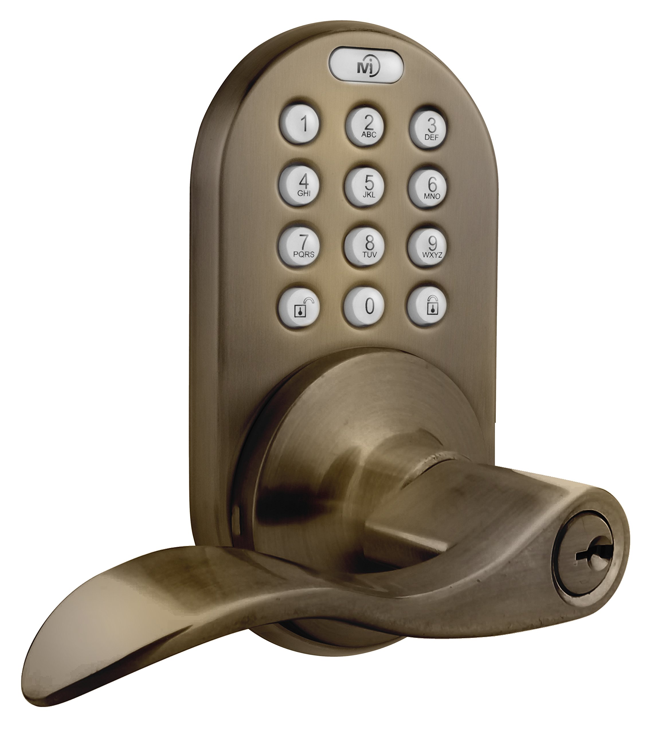 MiLocksDKL-02AQ Electronic Keyless Entry Touchpad Lever Door Lock, Antique Brass