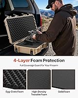 Vista 31 de VEVOR Rifle Case, Rifle Hard Case with 4 Layers Fully-protective Foams, Lockable Hard Gun Case with Wheels, IP67 Waterproof & Crushproof, for Rifles