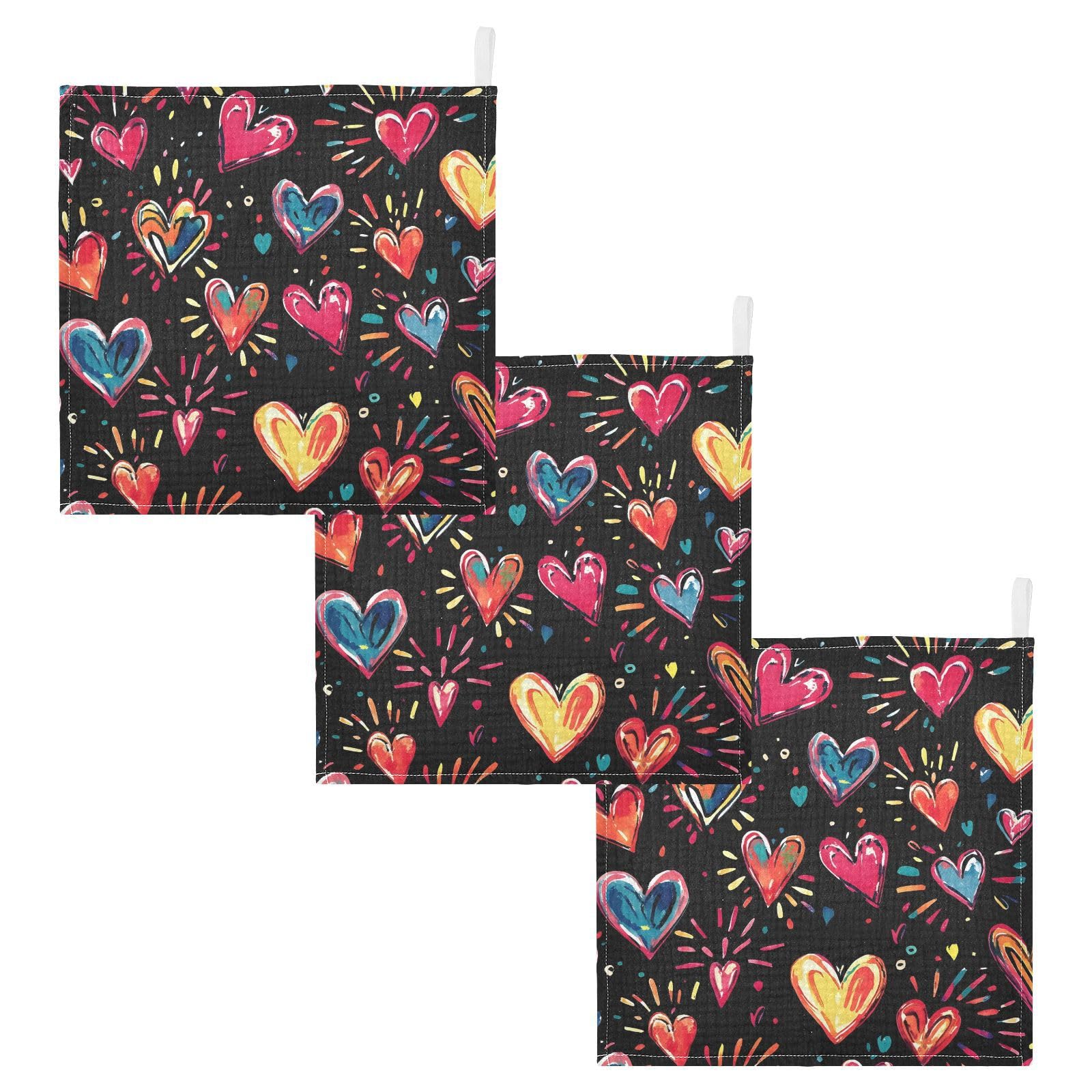 YETTASBIN Valentines Heart Muslin Baby Hand Washcloths Soft Cotton Bath Face Towel 4 Layers Extra Absorbent Feeding Burp