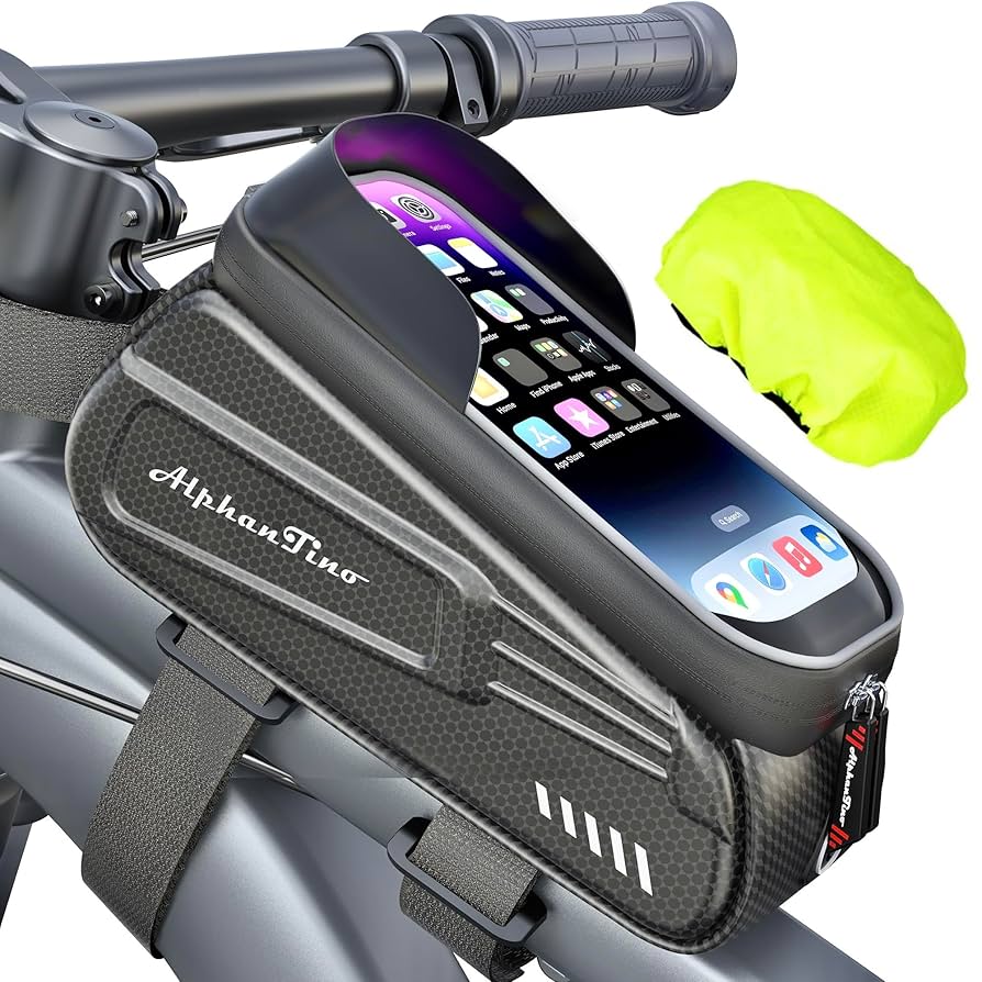 Bike Frame Bag, Bike Handlebar Bag, Waterproof Cycling Front Top Tube Pouch Pannier Bicycle Phone Mount Holder Cycle Crossbar Storage Bags For IPhone 16 15 14 13 12 11 Pro Max