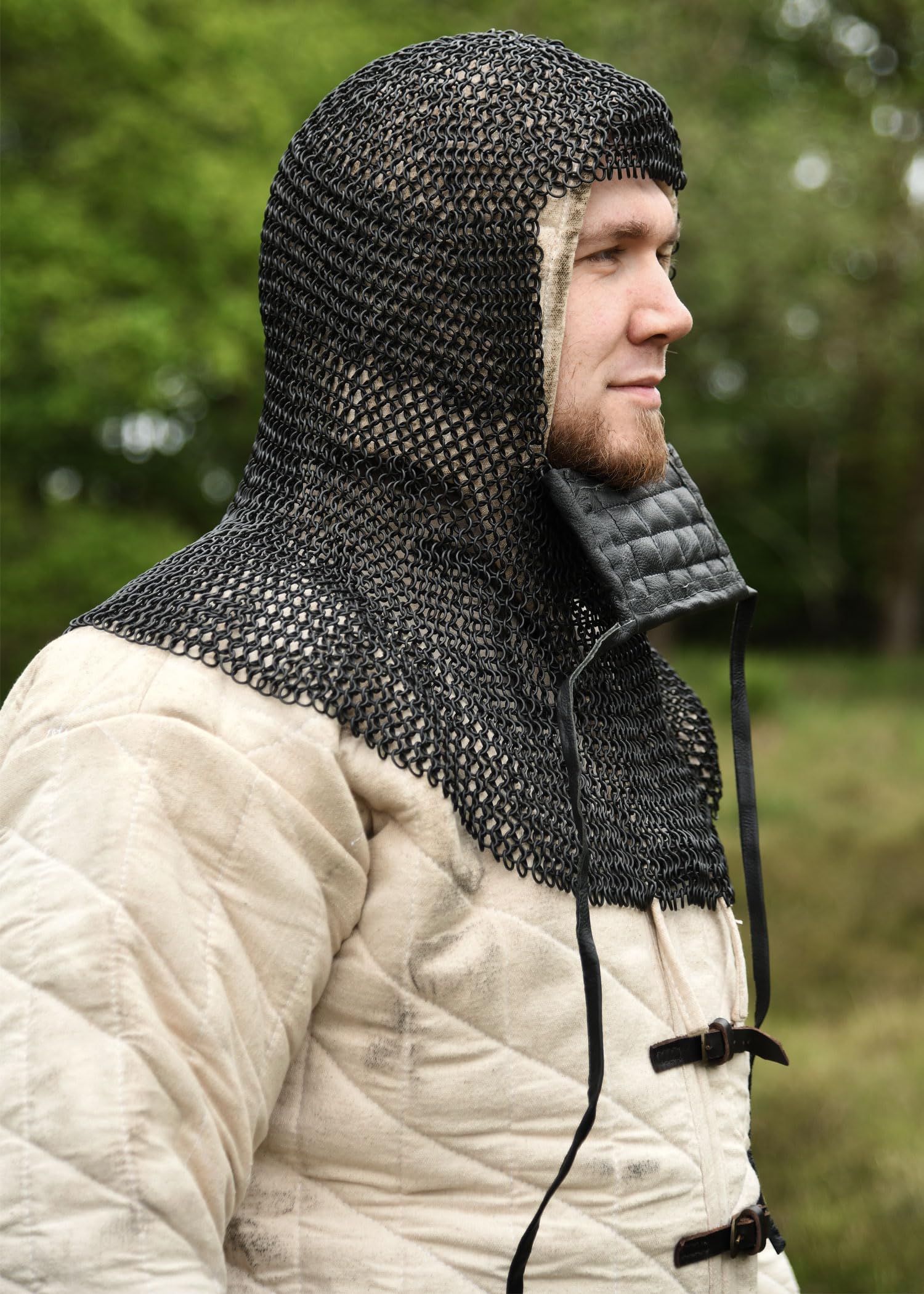 Kettenhaube de section carrée protège-dents iD8mm bruni-âge, viking, lARP