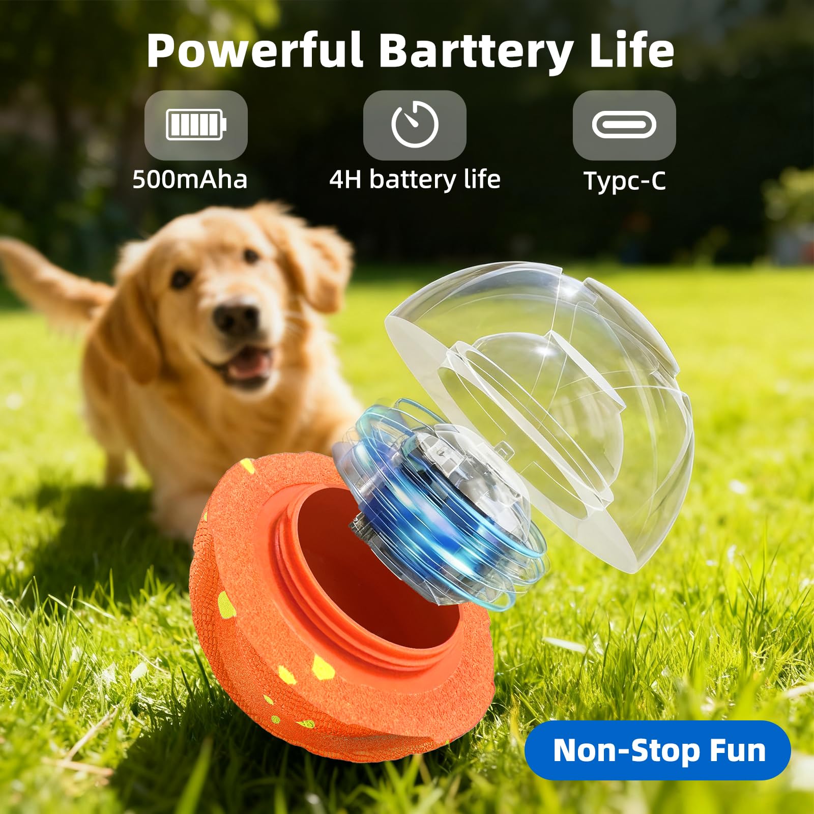 Palla Interattiva Intelligente per Cani – 3 Modalità di Gioco, Impermeabile e Ricaricabile – Giocattolo Resistente per Cani di Taglia Media e Grande
