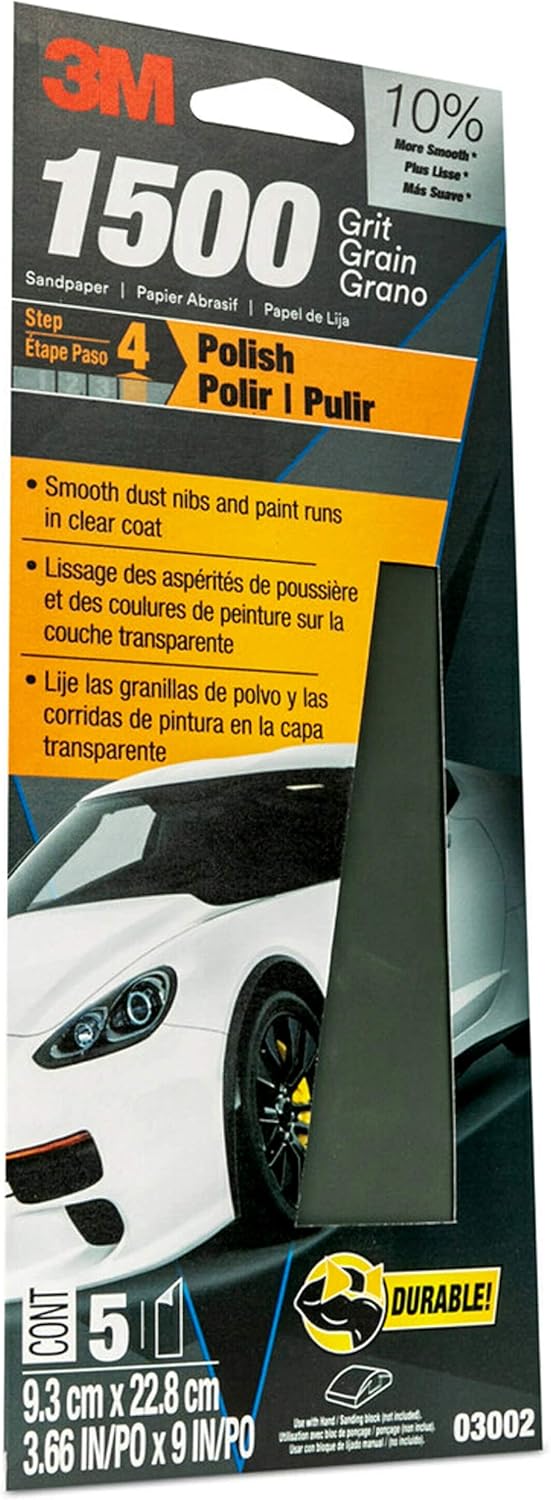 Best Deal 3M Wetordry Sandpaper, 03002, 1500 grit, 3 2/3 in x 9 in, 5 sheets per pack One-Day Sale: Up to 50% Off 3M Wetordry Sandpaper, 03002, 1500 grit, 3 2/3 in x 9 in, 5 sheets per pack