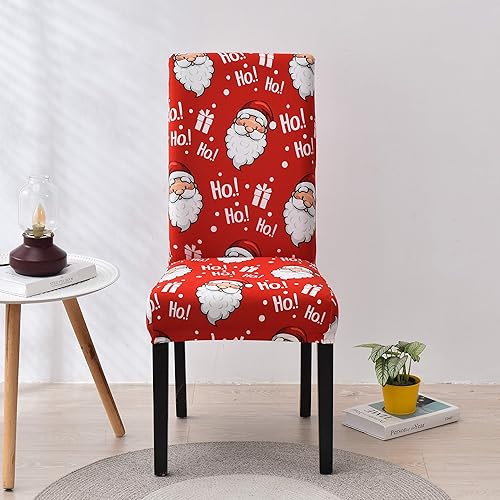 Miniatura 2 de Juego de 6 fundas navideñas para sillas de comedor, cocina, diseño de Papá Noel, color rojo, con estampado de Papá Noel, fundas de silla extraíbles,