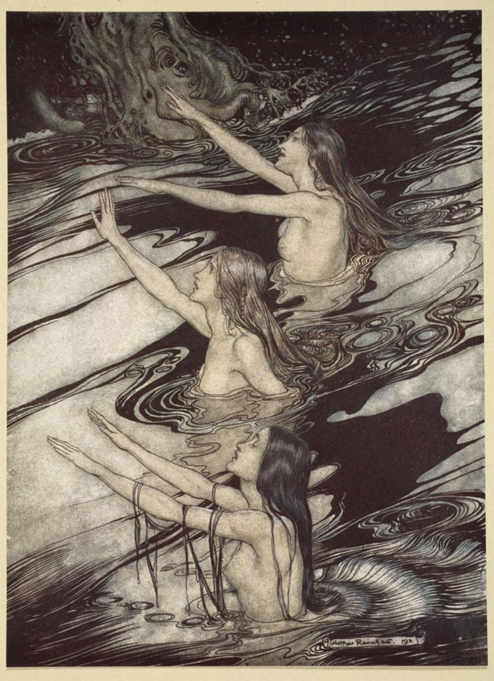 ARTXLXXBN Famous Print Painting Colorful Art Print Siegfried Siegfried Our Warning Is True Flee by Arthur Rackham Canvas Art Decorations for Home Decor 60x90cm