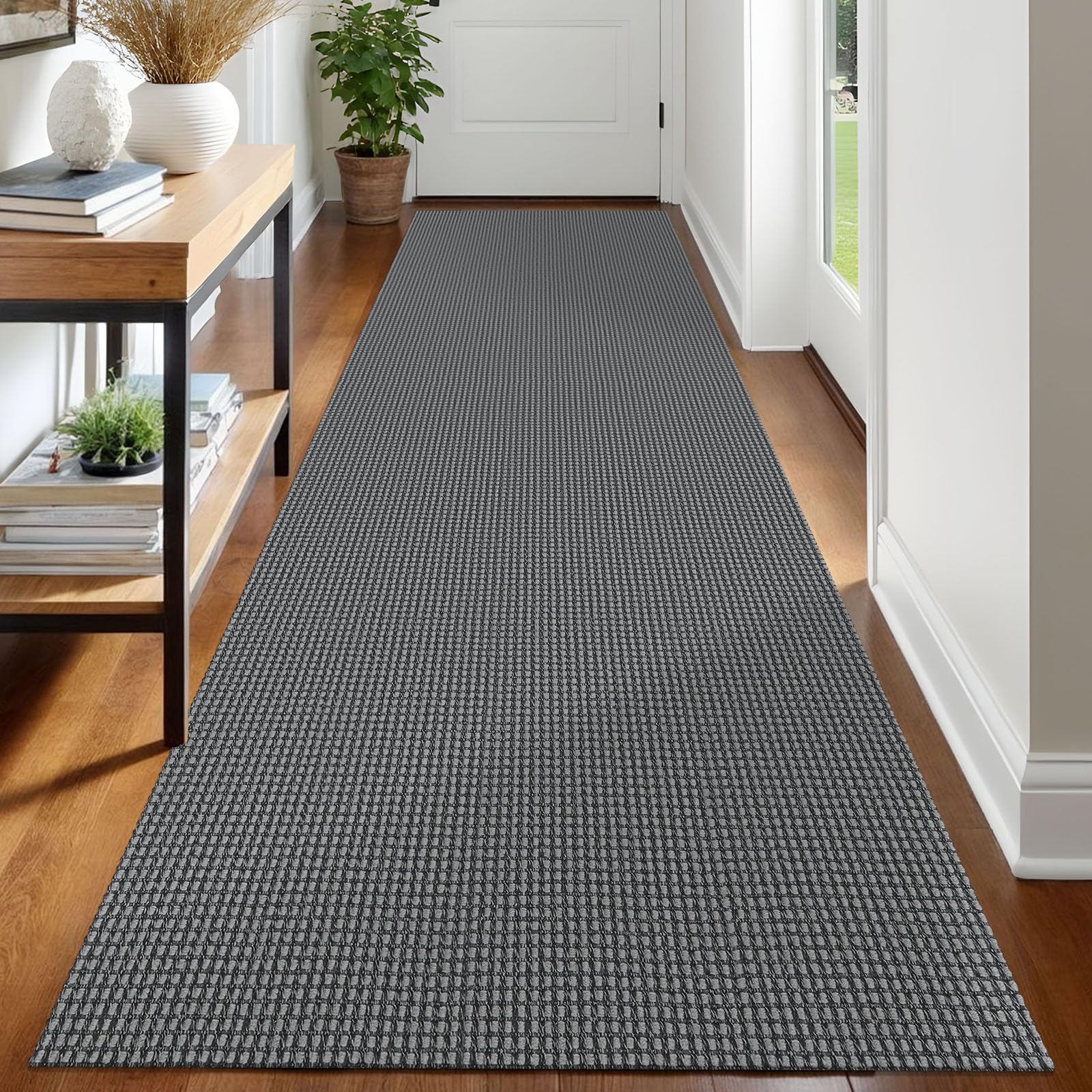 IOHOUZE Washable Runner Rug 3x12 Non Slip Rubber Backed Extra Long Hallway Runner Entryway Runner Indoor, Kitchen Rugs Woven Cotton Floor Carpet for