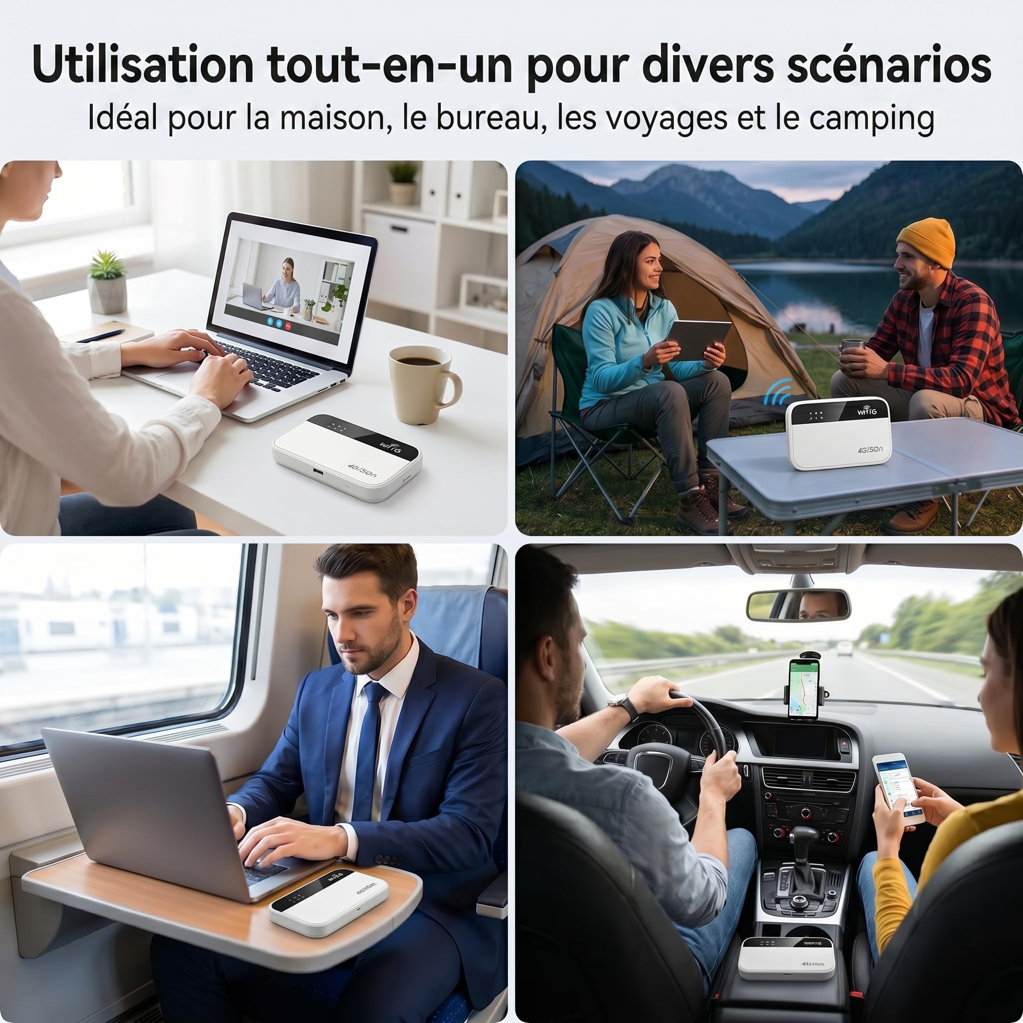 Routeur WiFi 5G Portable, Hotspot WiFi Nomade Voyage, Pocket WiFi, Slot SIM | 3000mAh, 14H Autonomie, 300Mbps, 28 Appareils, WiFi 6, Sans Abonnement, Plug & Play, Voyage, Camping, Télétravail, Plein Air