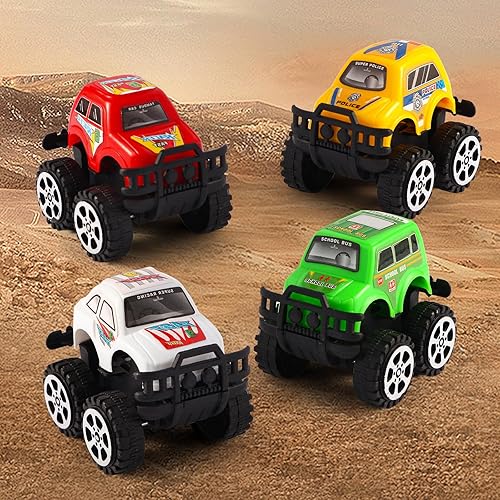 Miniatura 6 de Manmel Paquete de 12 autos de carreras para niños, mini vehículos de carreras a granel, juguetes de camión monstruo, recuerdos de fiesta para niños