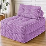 Folding Sofa Bed, Convertible Sleeper Chair with Handle& Back Support Foldable Floor Sofa Comfy Chair Bed, Boneless Couch for Living Room Bedroom Apartment,Beige,Twin