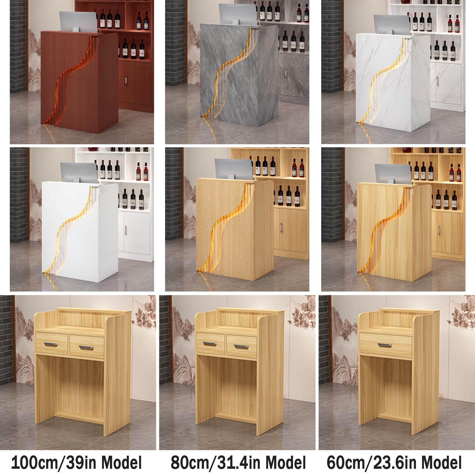 Schreibtisch mit abschließbaren Schubladen, kommerzielle Bürotheke, stilvoller Tisch für Büro und Lobby, Schaufenstermöbel, 80 cm