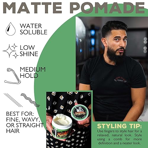 Miniatura 6 de Suavecito Pomade Matte (No Shine) Formula 4 oz, 1 Pack - Medium Hold Hair Pomade For Men - Matte Hair Paste For Natural Texture Hairstyles