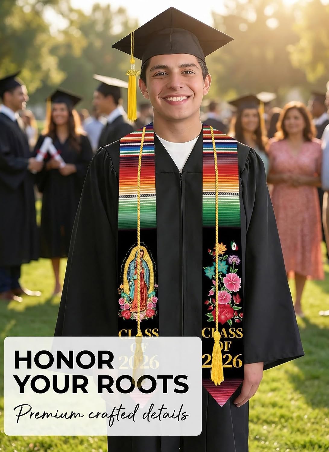 Country Flag Graduation Stole Sash Honor Cords Class of 2026 First Generation Grad Gitf for International Student
