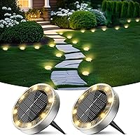 Vista 15 de Peasur Luces solares de suelo para exteriores, paquete de 8 luces planas de disco con energía solar, IP68 impermeable, antioxidante, iluminación