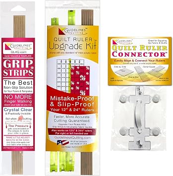 Guidelines4Quilting Grip Strips - Quilt Ruler Upgrade Kit - Connector/Handle Combo for Quilting Rulers