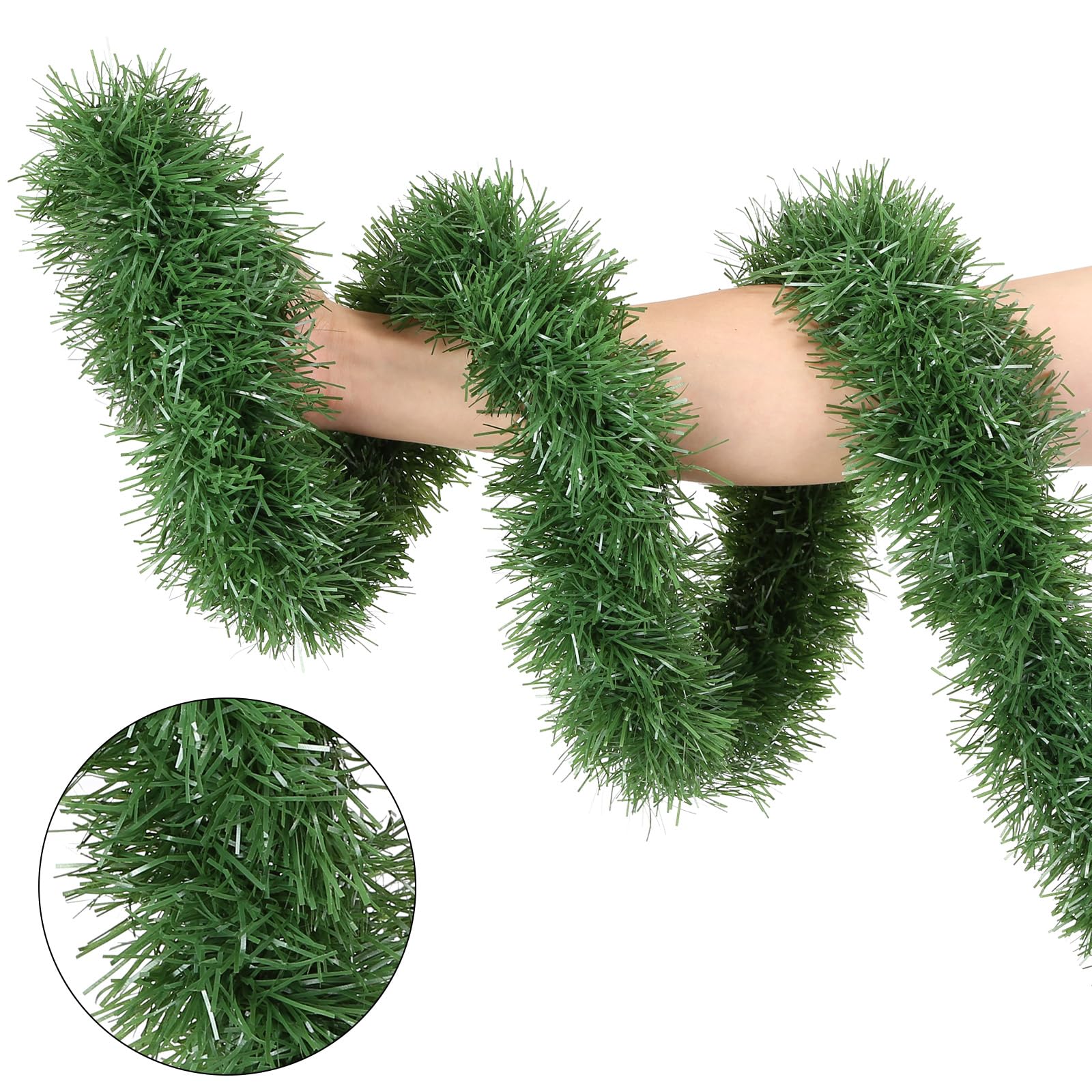 50Ft Christmas Artificial Green Garland Green Christmas Greenery Garland Hanging Vines Greenery Garland for Home Xmas Tree Fireplace Indoor Outdoor Holiday Party Christmas Decor