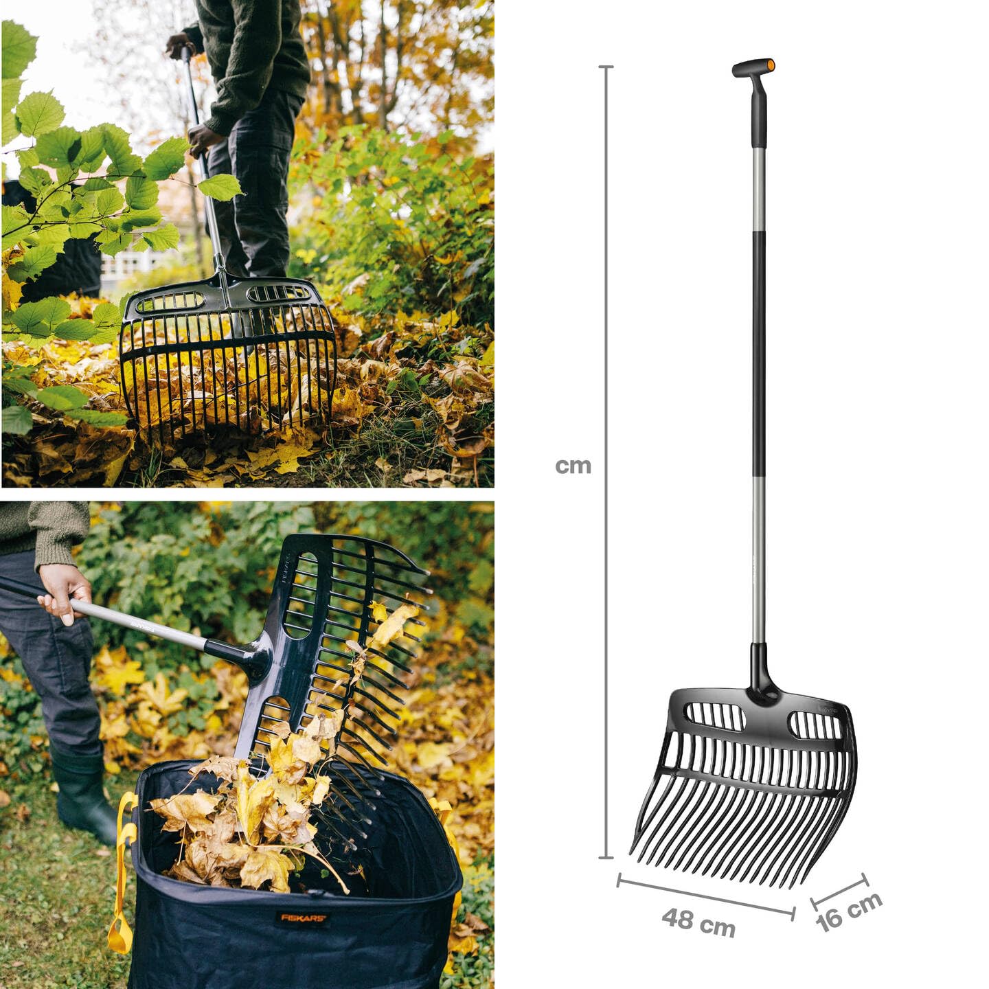 Fiskars Rastrillo Pala, Ergonómico, Combinación de Pala y Rastrillo