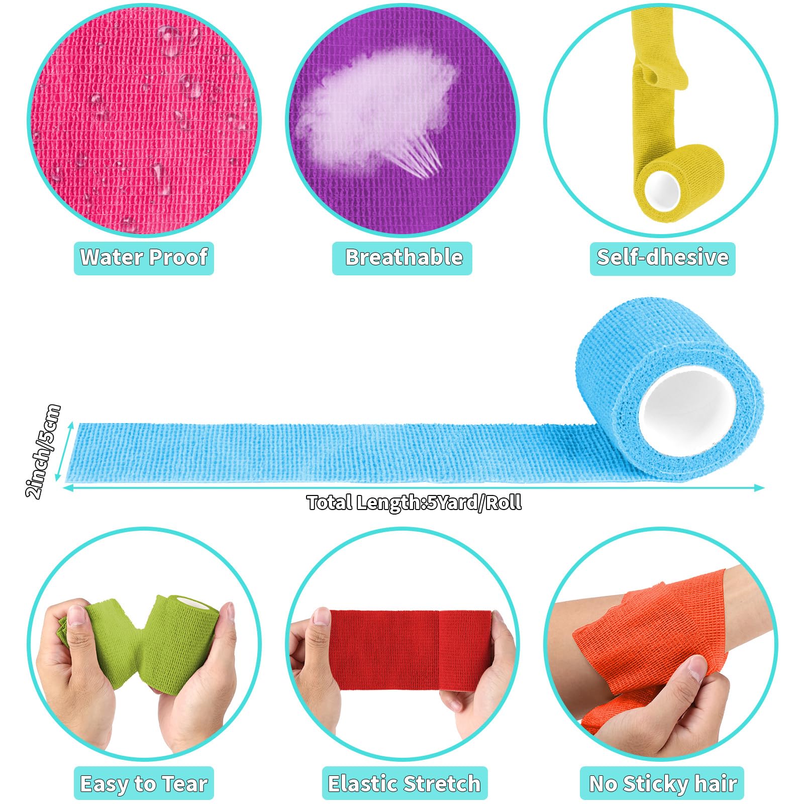 Colorful Self Adhesive Bandages - 90 Pack Bulk -4