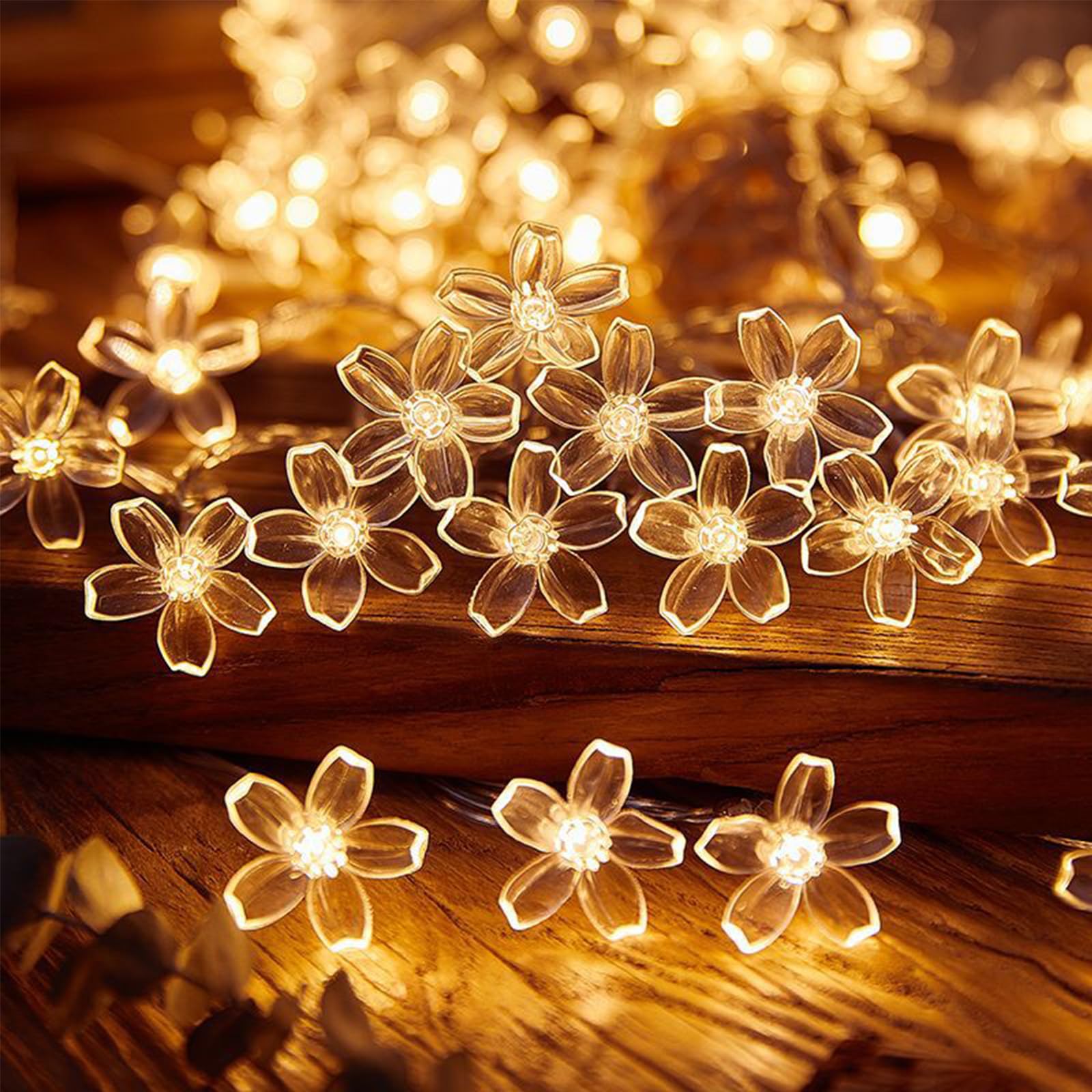 ENLACE Łańcuch świetlny z kwiatami wiśni, 6 m, 40 diod LED, ciepła biel, łańcuch świetlny z kwiatami na baterie, 2 tryby świecenia i światła ciągłego, łańcuch świetlny z kwiatami do ogrodu, na wesele