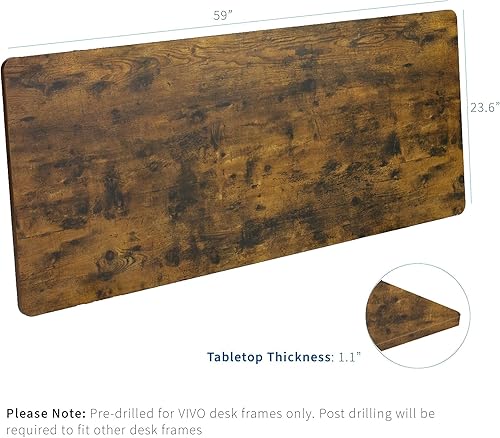 Vista 209 de VIVO - Mesa/tablero universal de 1.52 m x 60 cm (60 x 24 in) para escritorio de oficina y hogar con altura ajustable. Madera clara