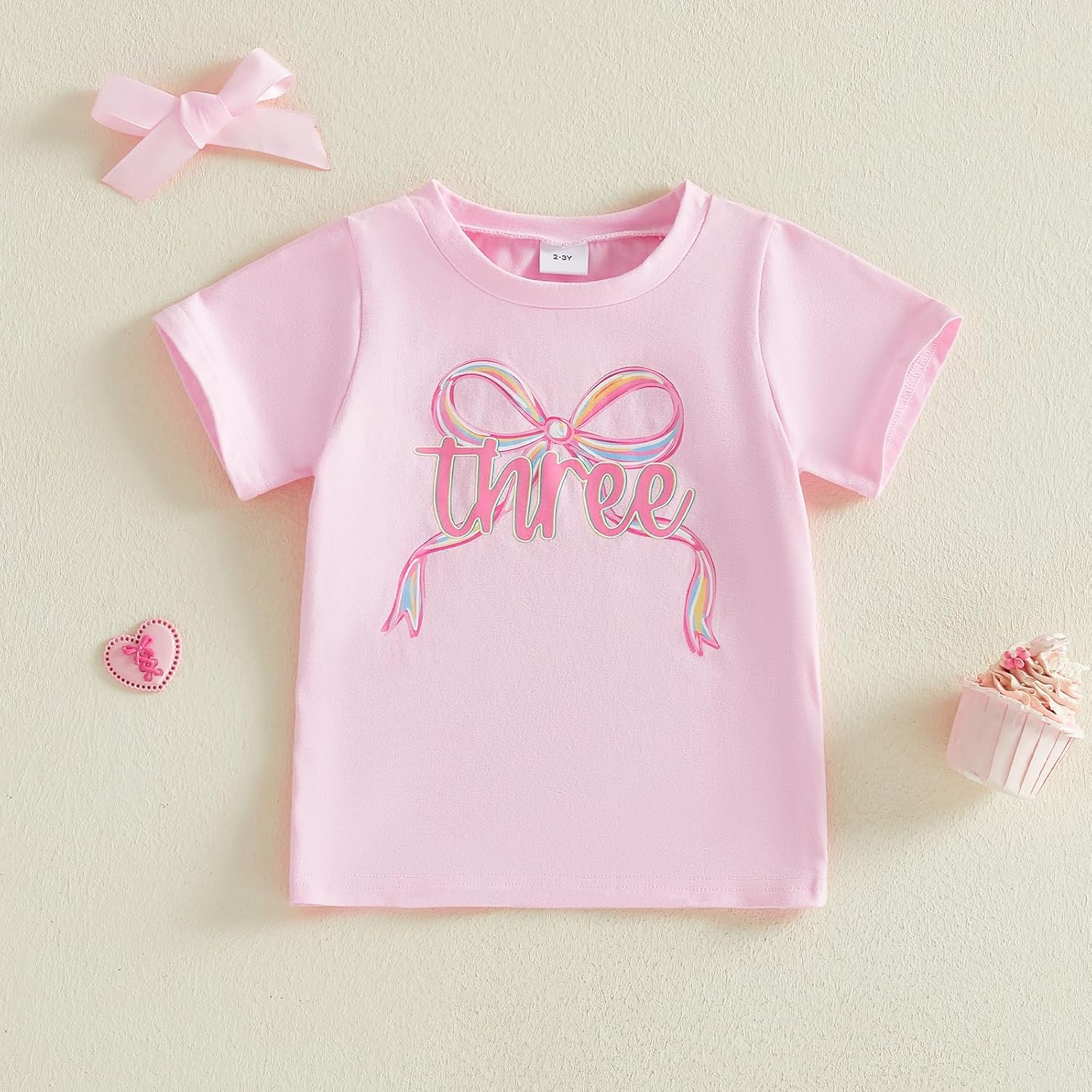 Toddler Baby Girl 1st 2nd 3rd 4th Birthday Outfit One Two Three Four Year Old Bow Short Sleeve T-Shirt Summer Clothes