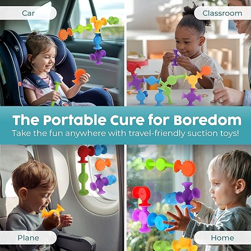 Vista 33 de BUNMO Juguetes de baño de succión - Conecta, construye, crea – Juguetes de baño para niños pequeños – Horas de diversión y creatividad – Habilidades