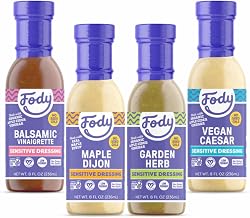 Fody Foods Salad Dressing Variety Pack, 8 Oz (Pack of 4), Garlic and Onion Free, Low FODMAP Certified, Gut & IBS Friendly, Vegan, Non-GMO, Gluten Free, Keto Friendly