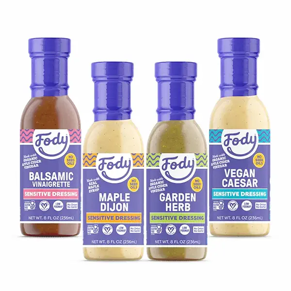 Fody Foods Salad Dressing Variety Pack, 8 Oz (Pack of 4), Garlic and Onion Free, Low FODMAP Certified, Gut & IBS Friendly, Vegan, Non-GMO, Gluten Free, Keto Friendly 1