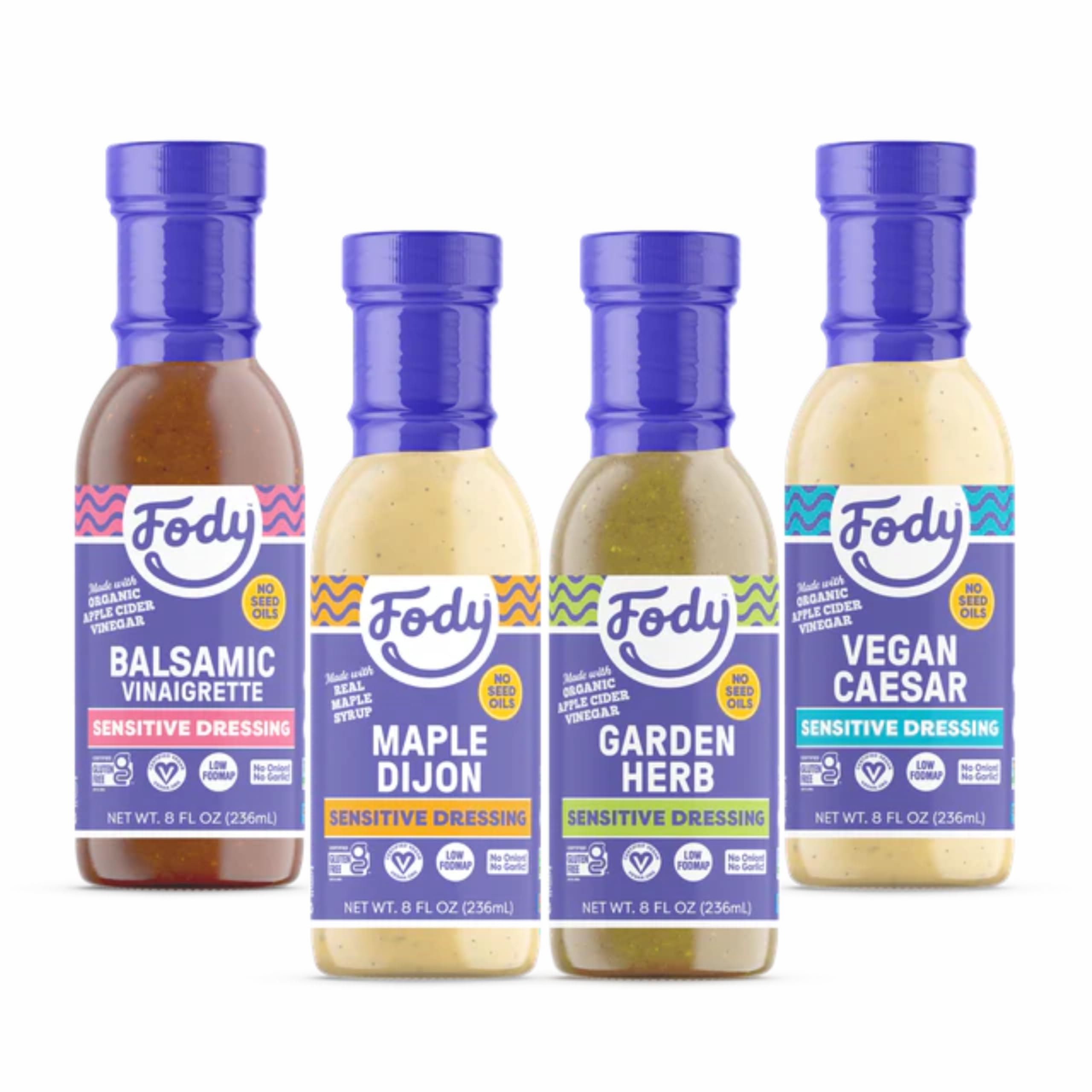 Foods Salad Dressing Variety Pack, 8 Oz (Pack of 4), Garlic and Onion Free, Low FODMAP Certified, Gut & IBS Friendly, Vegan, Non-GMO, Gluten Free, Keto Friendly