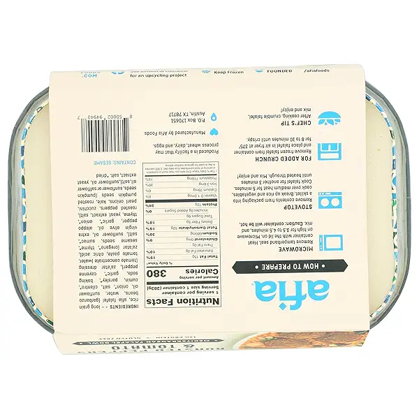 Afia, Frozen Bowl Mediterranean Falafel Roasted Peppers Tomato, 10 Ounce 2