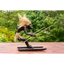 G6 Collection Wooden Handmade Tiki Skiboards Snowboard Statue, 7 inch