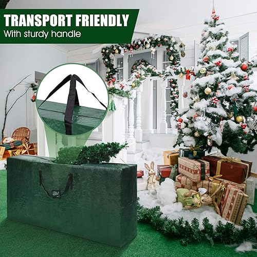 Miniatura 5 de Goplus Bolsa de almacenamiento grande para árbol de Navidad, se adapta a árboles de Navidad desmontados de hasta 9 pies, bolsa de árbol con 2 asas