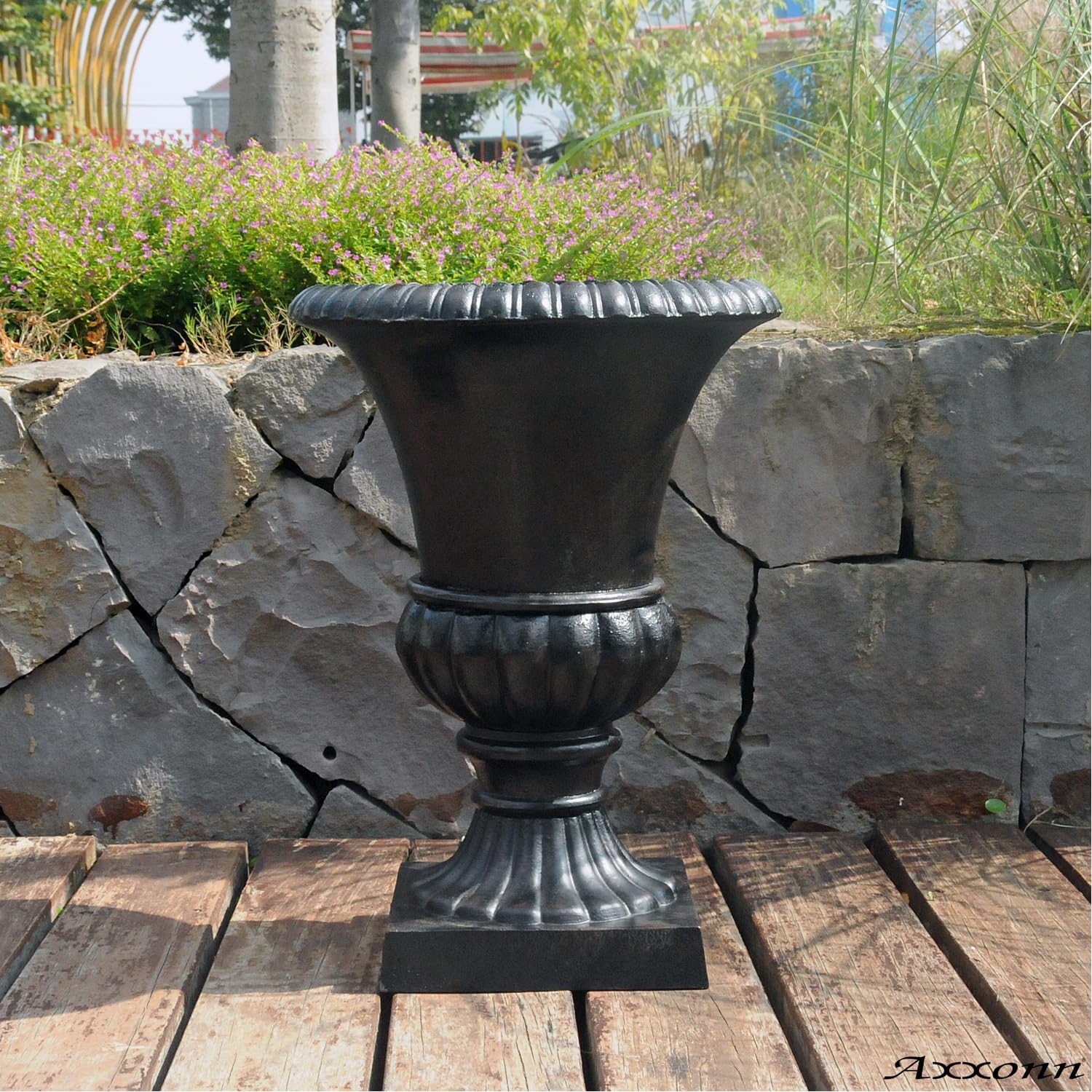 Axxonn 22.5" H Cast Iron Heavy Duty Black Classic Antique Iron Plant/Flower Pots for Indoor, Garden, Patio