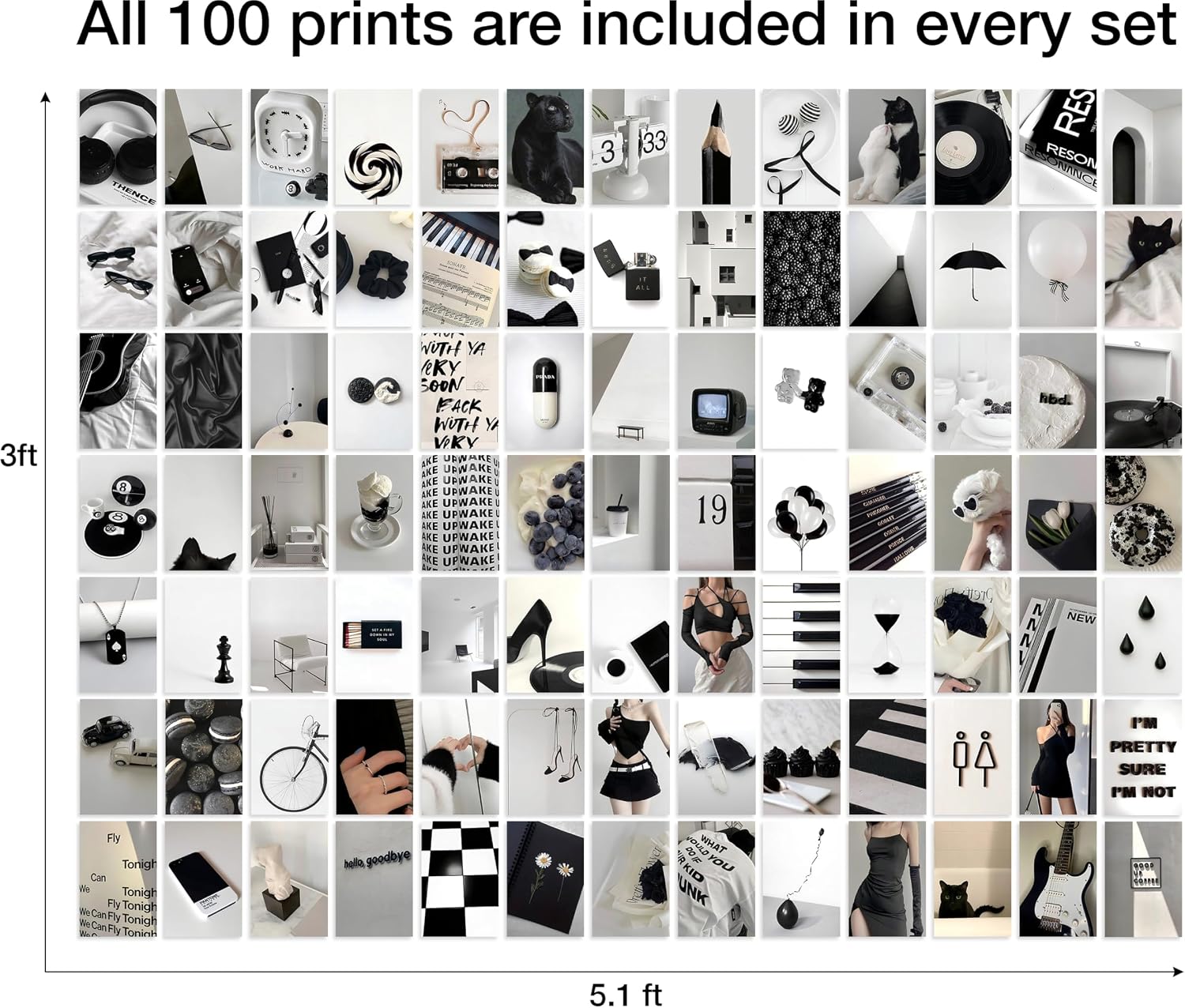 Y2K BOO Monochrome Black and White Aesthetic Wall Collage Kit - 100 Dark & Mysterious Art Prints, 4x6 Bold Noir Photo Set for Teen Girls Bedroom, Trendy Wall Art for College Dorm image 4