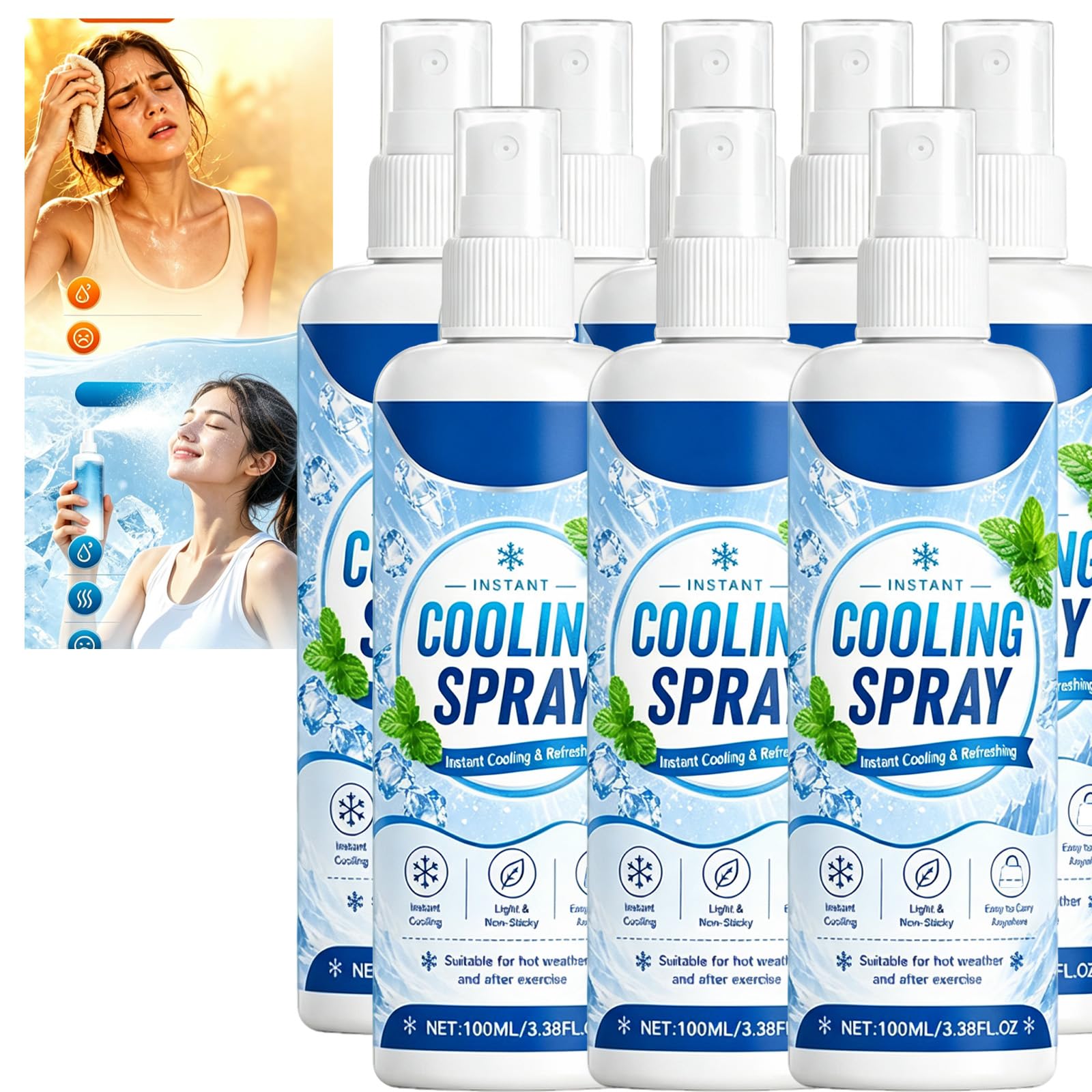 Instant Cooling Mist Spray für heißes Wetter, Summer Essentials Cooling Spray für das Gesicht (8pcs)