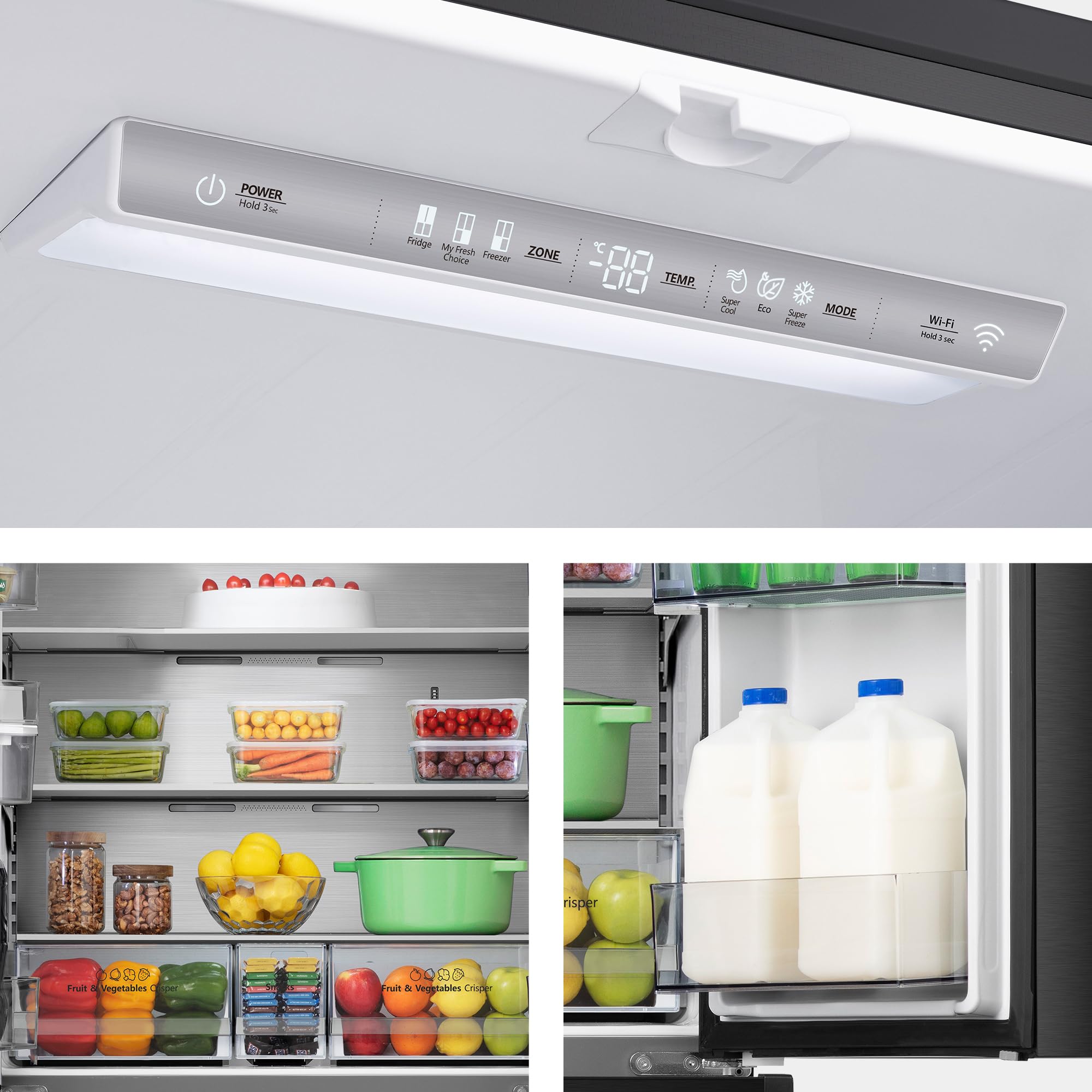 Hisense RF749N4SWFE - Frigorífico Americano Puerta Francesa Total No Frost, 579L,179cm, Metal-Tech Cooling, My Fresh Choice, Multi Airflow, Dispensador Agua con Depósito, Inverter, WiFi, Dark Inox