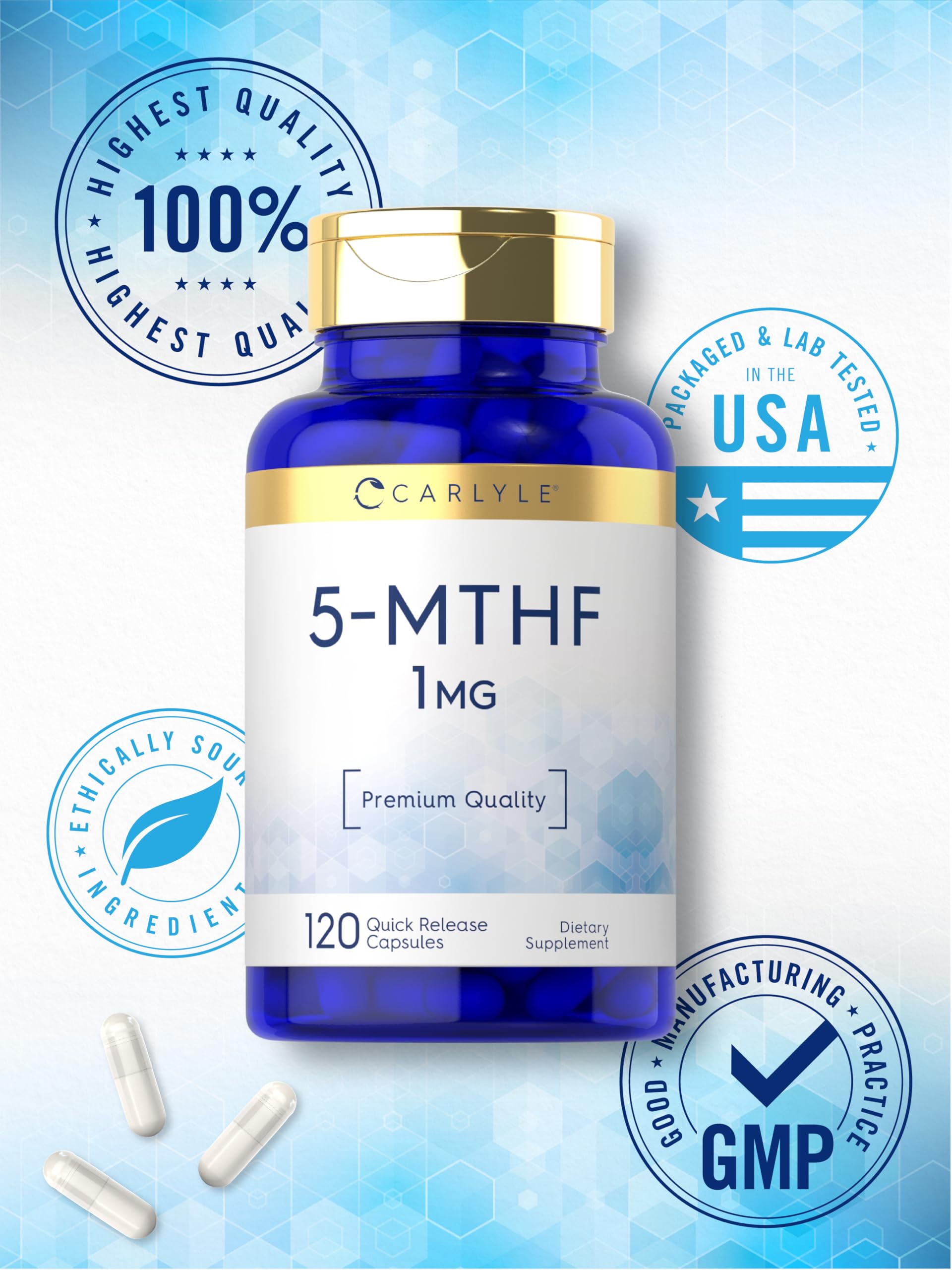 Carlyle 5-MTHF L Methylfolate 1mg | 120 Capsules — Amazon image 6