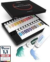 LIEBERGE Acrylic Paint Set 24 Colours of 12 ml for Canvas, Wood, Stone