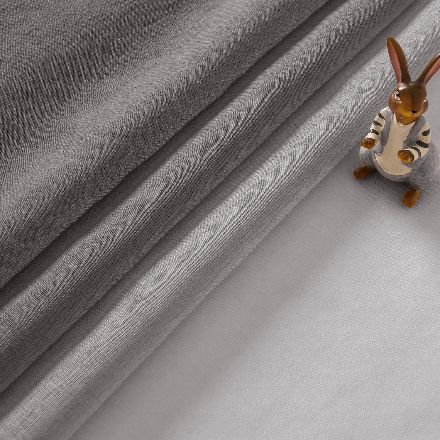 DWCN Grey Damask Ombre Blackout Curtains Bundle Ombre Sheer Curtains, Set of 4 Window Curtain Panels, 52 x 63 Inch Length