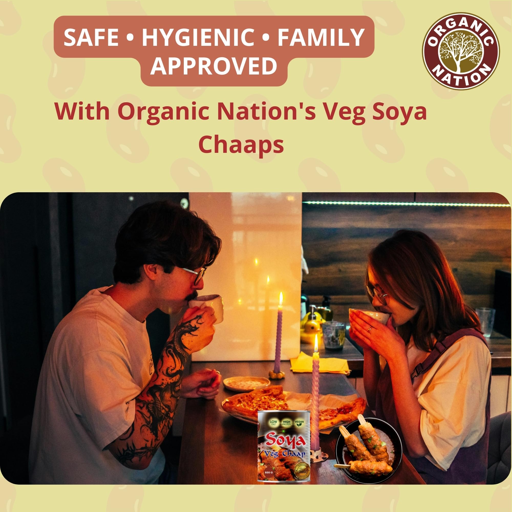 ORGANIC NATION Veg Soya Chaap (850g) - Ready to Cook, High Protein Plant Based Meat Alternative - Perfect for Tandoori Tikka, Malai Chaap and Curry 4