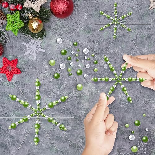 Miniatura 5 de 24 piezas de copos de nieve con alambres de metal en forma de copo de nieve con 400 colores y tamaños mixtos, cuentas de perlas, divertido proyecto